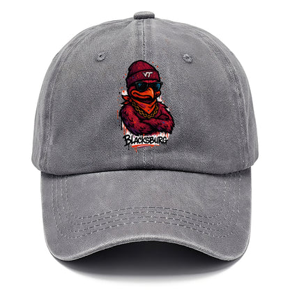 Blacksburg HokieBird wearing Virginia Tech beanie with VT patch - Classic Cap - Urban Haze(Grey)