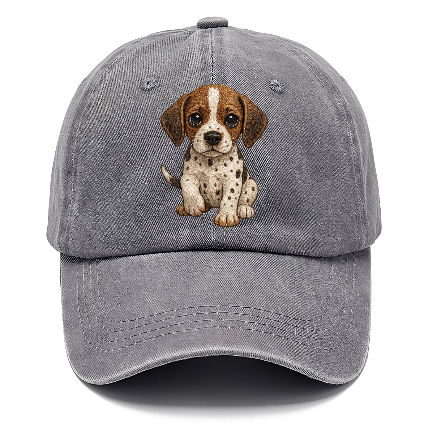 Baby Pointer Puppy - spotted coat, noble stance, alert eyes, front-facing, pointing - Classic Cap - Urban Haze(Grey)