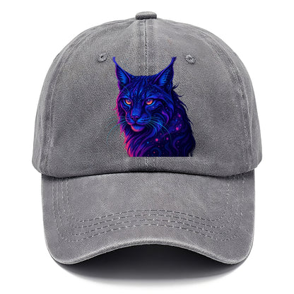 Stealthy lynx with ear tufts forming constellation patterns, nebula spots across the - Classic Cap - Urban Haze(Grey)