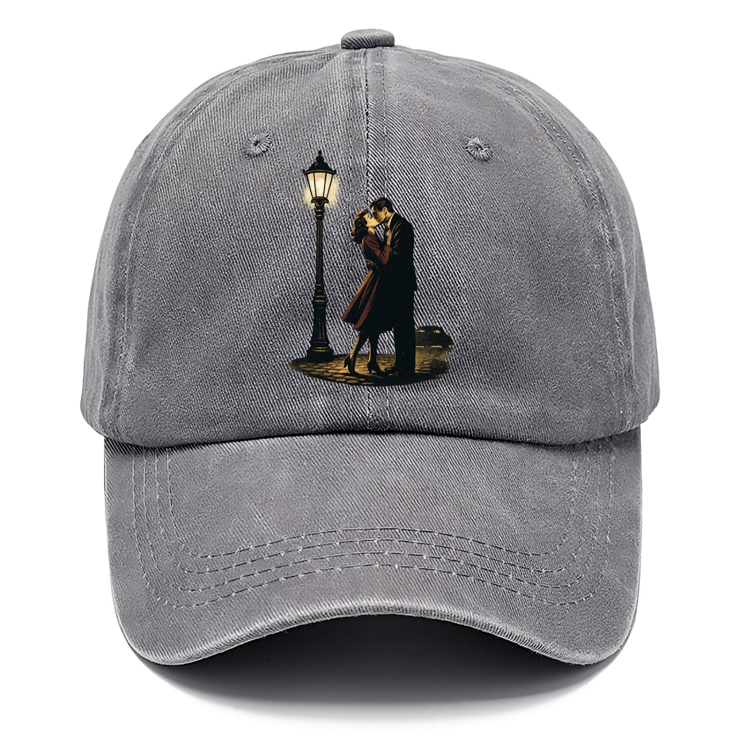 first kiss under vintage street lamp on cobblestone at night - Classic Cap - Urban Haze(Grey)