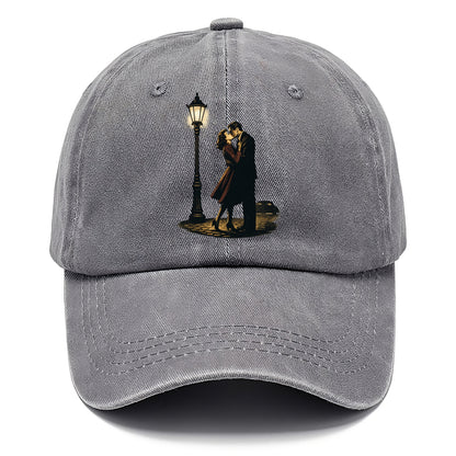 first kiss under vintage street lamp on cobblestone at night - Classic Cap - Urban Haze(Grey)