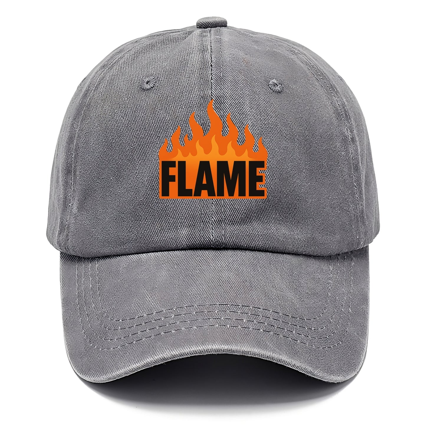 Bold typography design - "FLAME" - burning bright, passionate - Classic Cap - Urban Haze(Grey)