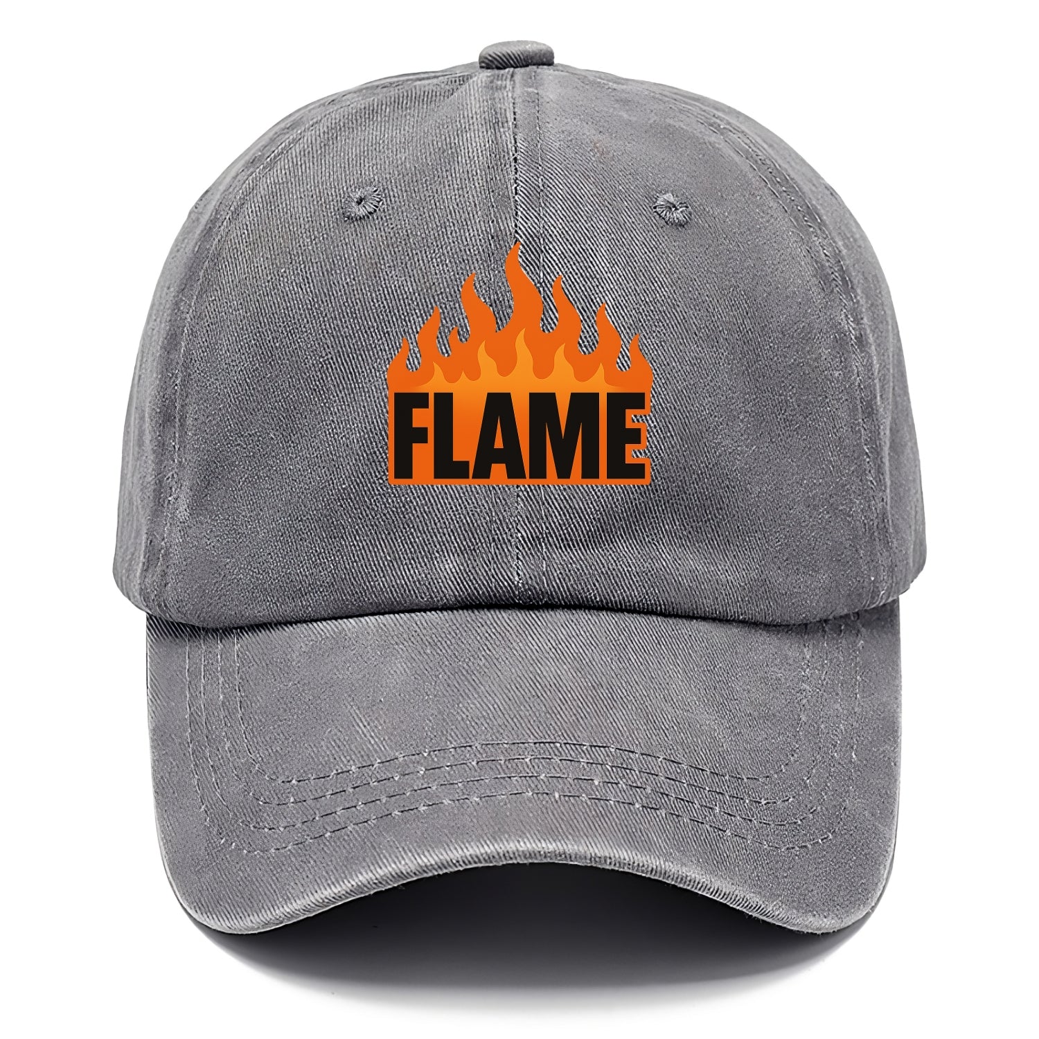 Bold typography design - "FLAME" - burning bright, passionate - Classic Cap - Urban Haze(Grey)