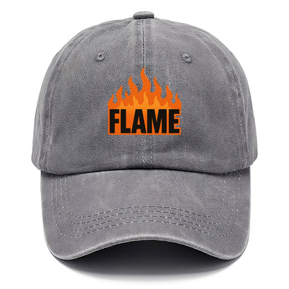 Bold typography design - "FLAME" - burning bright, passionate - Classic Cap - Urban Haze(Grey)