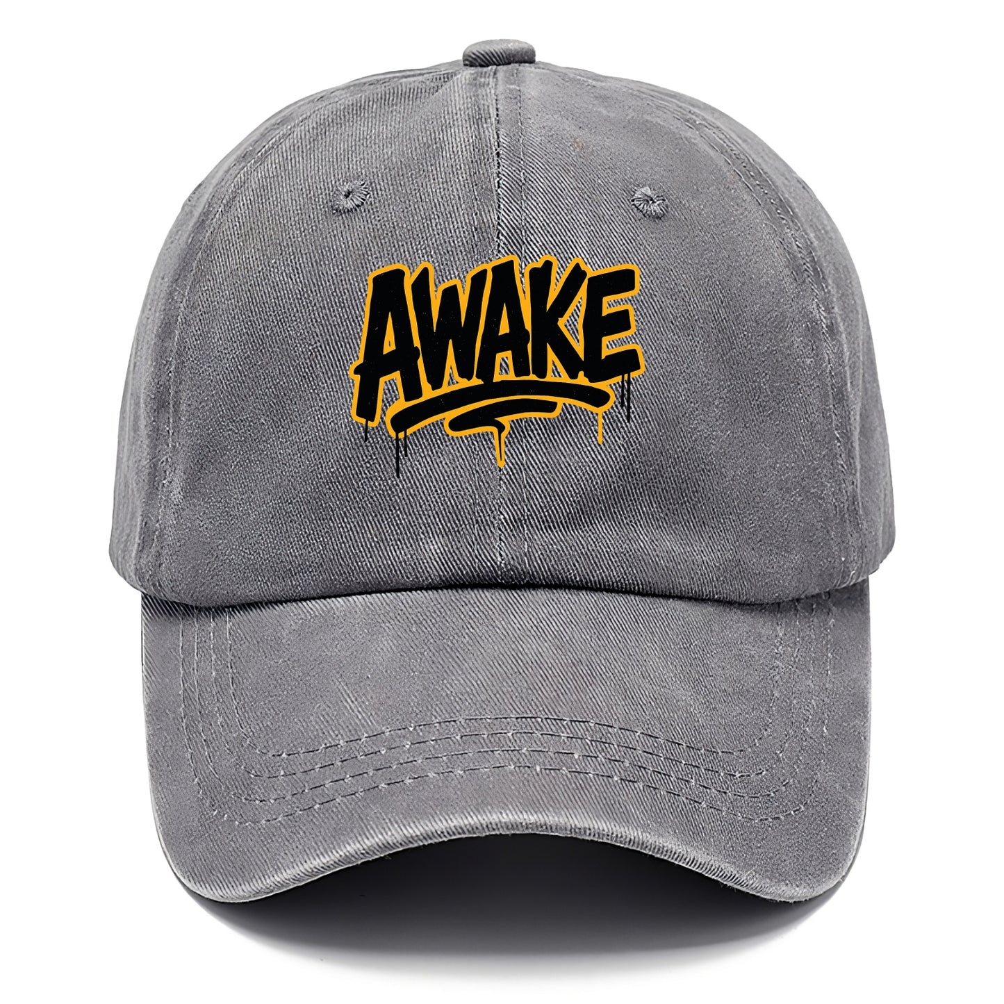 Bold typography design - "AWAKE" - conscious, aware, alert - Classic Cap - Urban Haze(Grey)