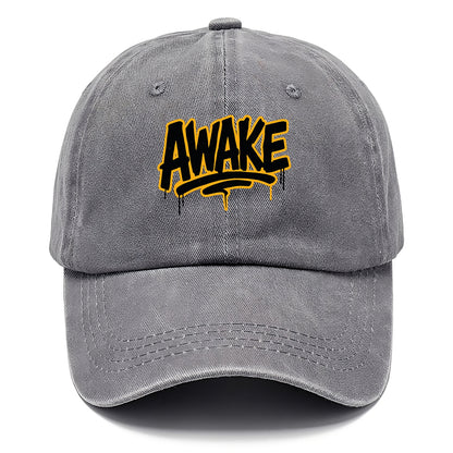 Bold typography design - "AWAKE" - conscious, aware, alert - Classic Cap - Urban Haze(Grey)