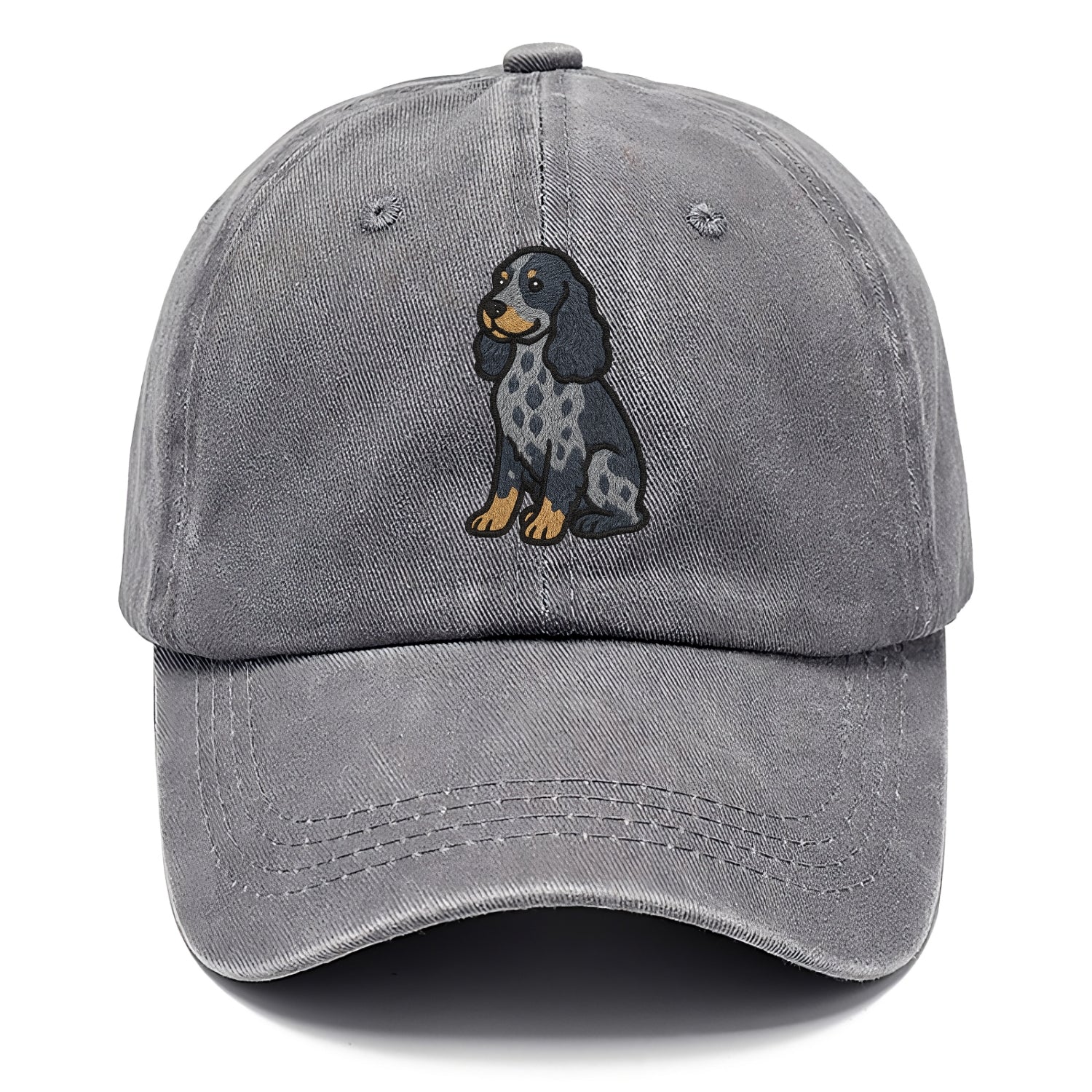 English Cocker Spaniel - Blue roan embroidered sitting pose - Classic Cap - Urban Haze(Grey)