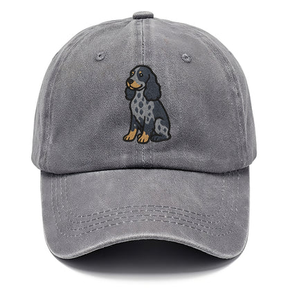English Cocker Spaniel - Blue roan embroidered sitting pose - Classic Cap - Urban Haze(Grey)