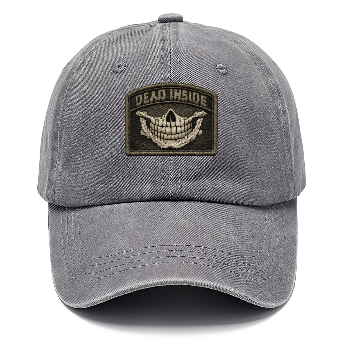 DEAD INSIDE SMILE - skeleton smile in white , dark humor - Classic Cap - Urban Haze(Grey)