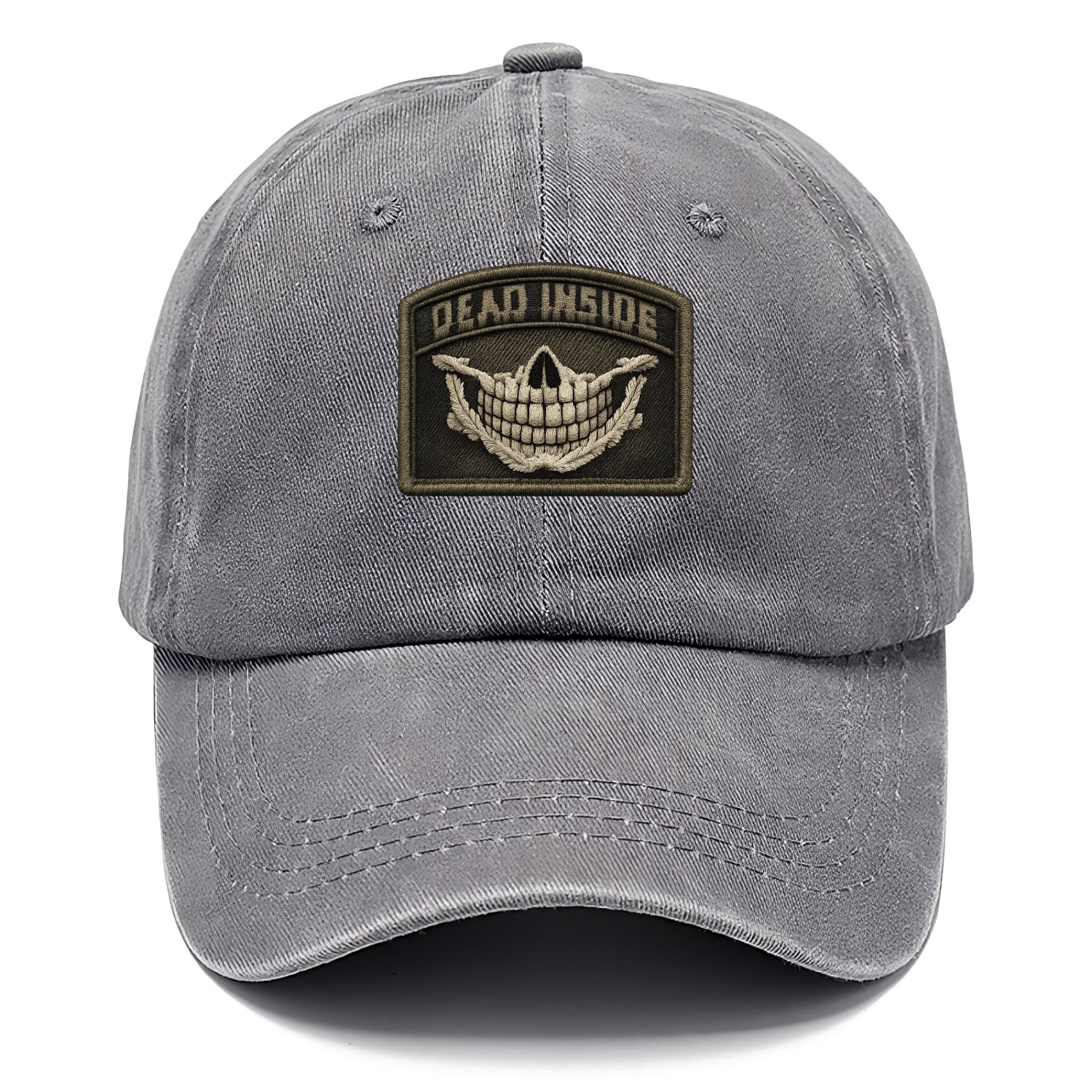 DEAD INSIDE SMILE - skeleton smile in white , dark humor - Classic Cap - Urban Haze(Grey)