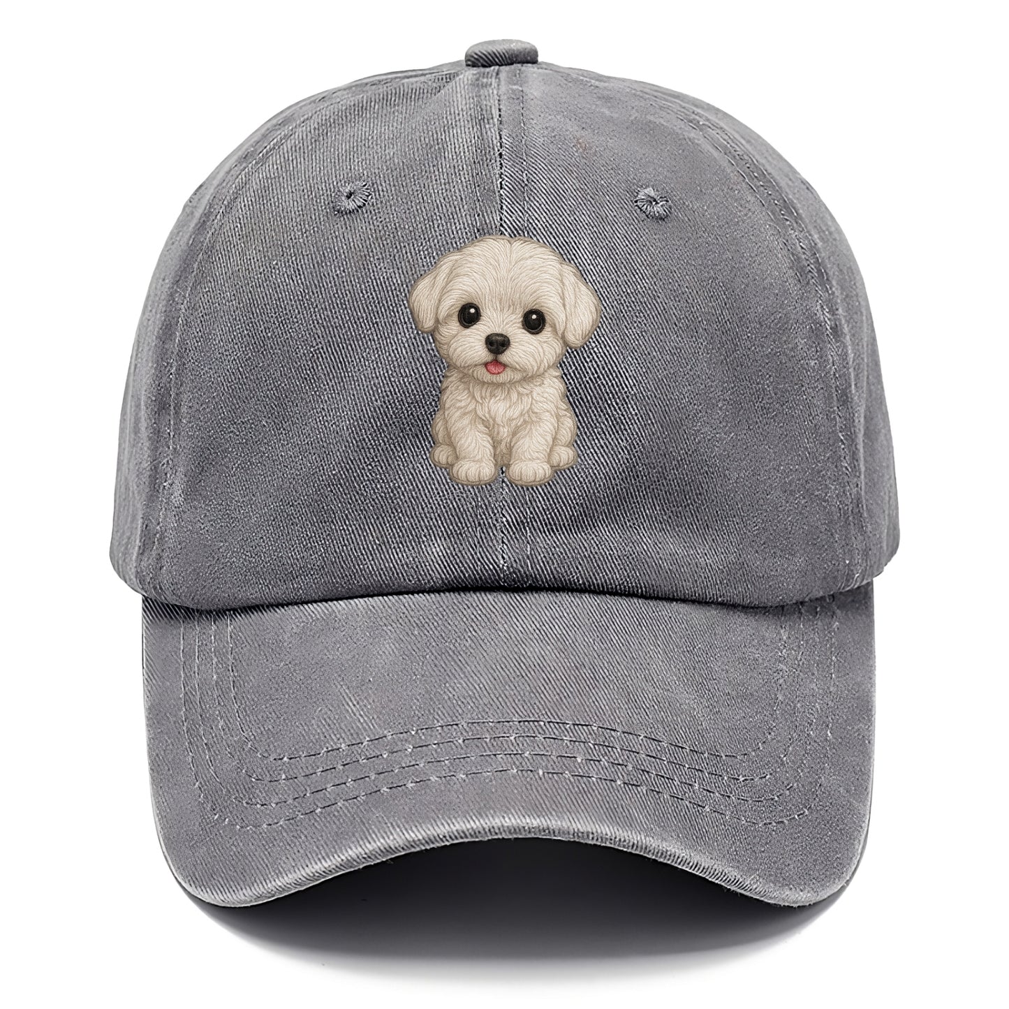 Baby Maltese Puppy - pure white silky coat, black button eyes, tiny nose, - Classic Cap - Urban Haze(Grey)