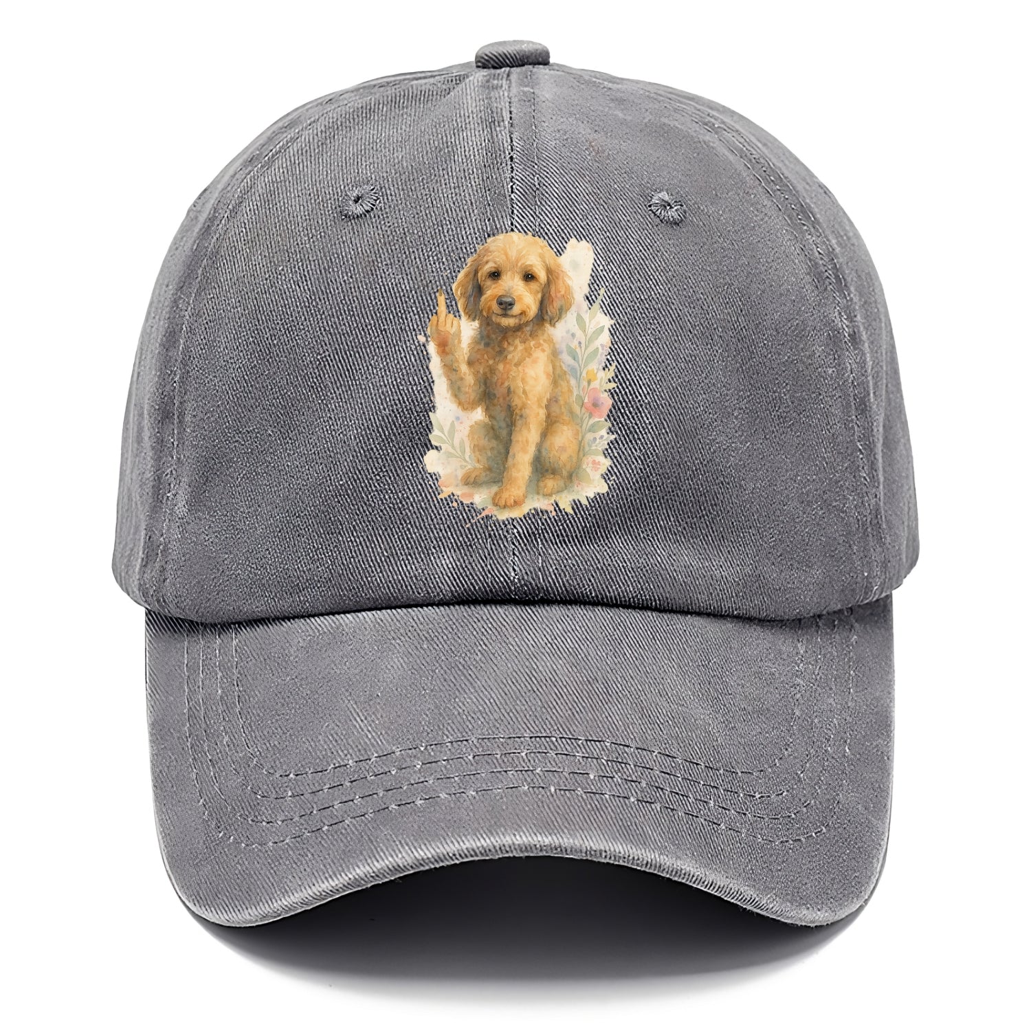 Labradoodle hypoallergenic with wavy coat, intelligent eyes, paw raised - Classic Cap - Urban Haze(Grey)
