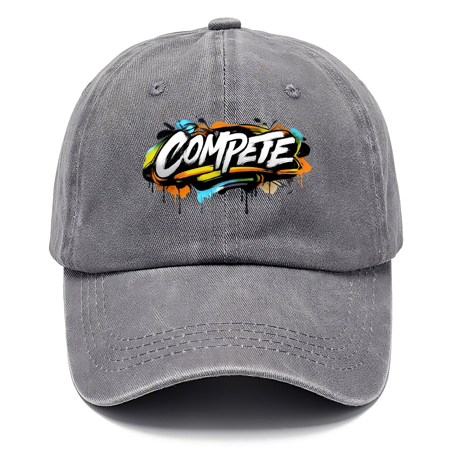 Bold typography design - "COMPETE" - competitive spirit, love the game - Classic Cap - Urban Haze(Grey)
