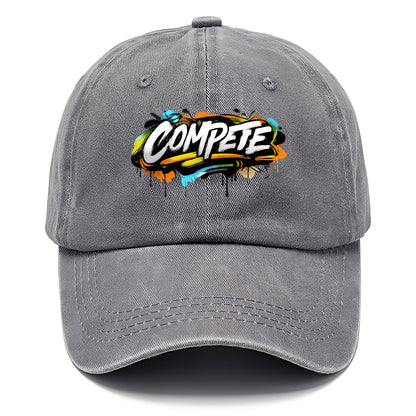 Bold typography design - "COMPETE" - competitive spirit, love the game - Classic Cap - Urban Haze(Grey)