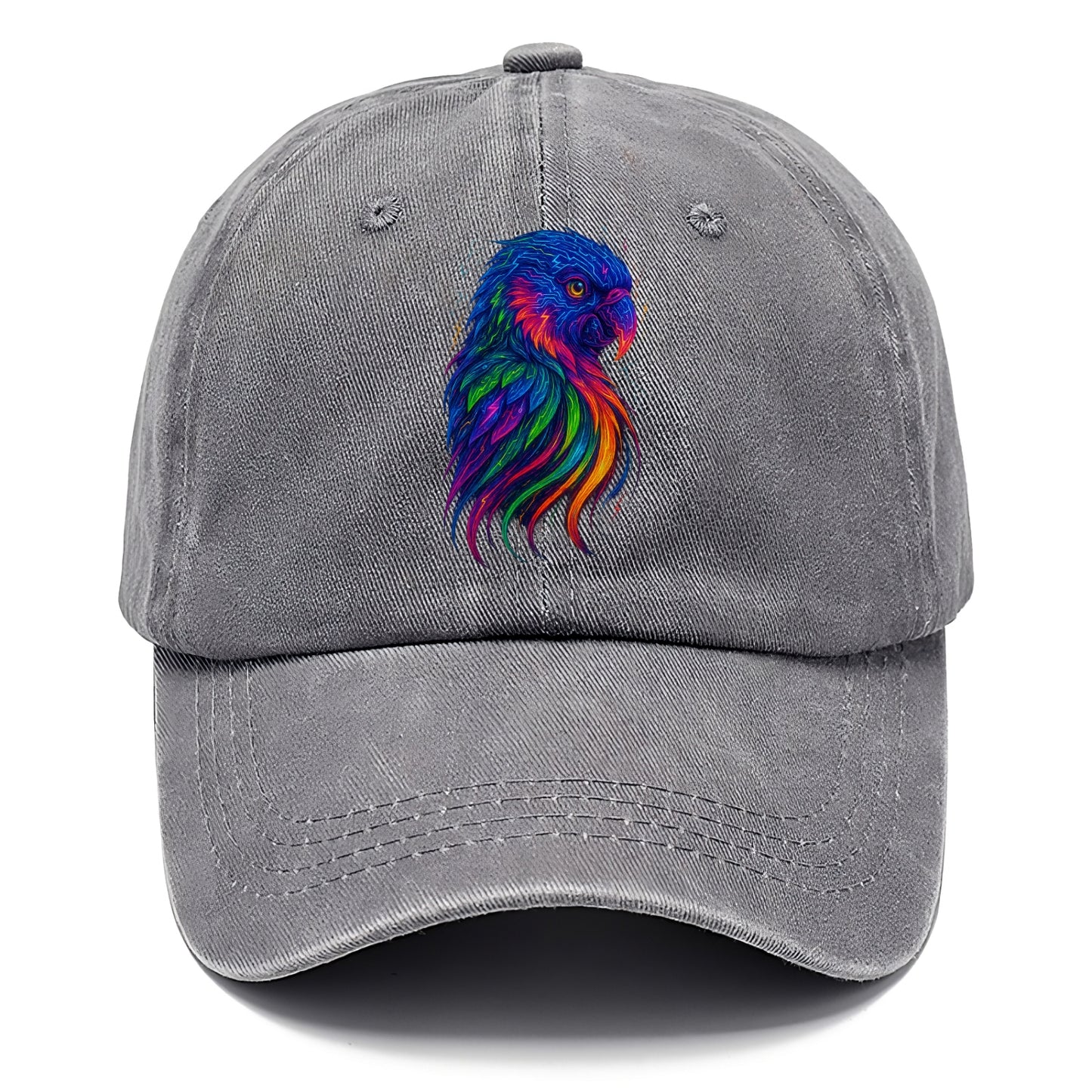 Vibrant parrot with feathers flowing into tropical rainbow streams, every color of - Classic Cap - Urban Haze(Grey)