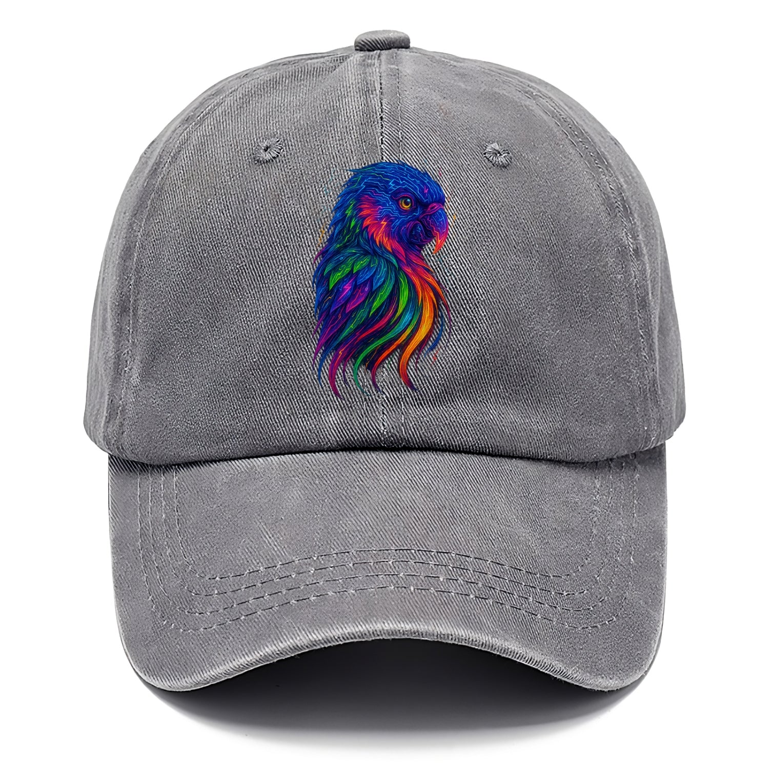 Vibrant parrot with feathers flowing into tropical rainbow streams, every color of - Classic Cap - Urban Haze(Grey)