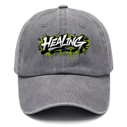 Bold typography design - "HEALING" - in recovery, getting better - Classic Cap - Urban Haze(Grey)