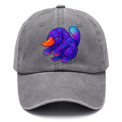 Quirky platypus with bill glowing in neon orange, beaver tail with holographic - Classic Cap - Urban Haze(Grey)