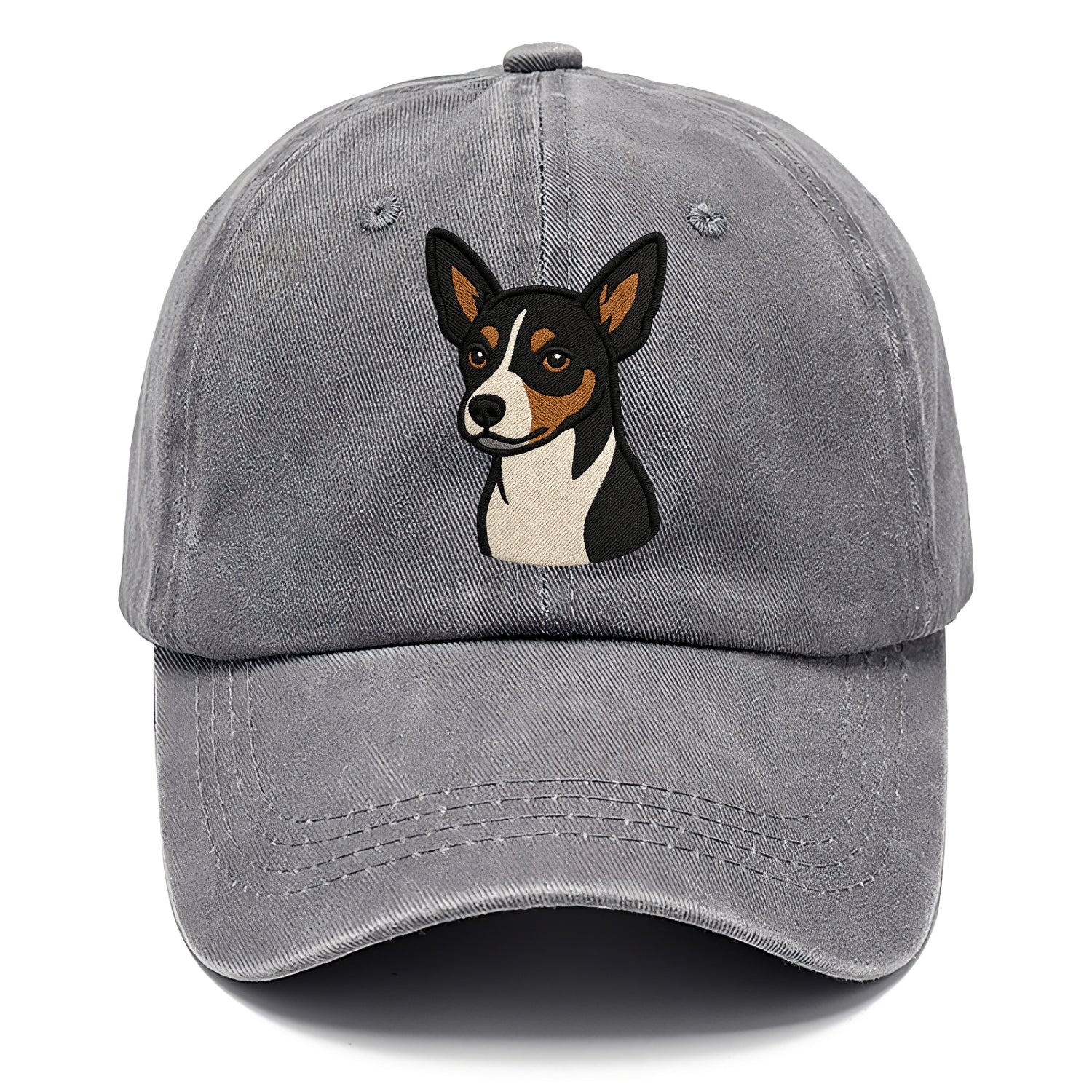 Rat Terrier - Tri-color embroidered pose - Classic Cap - Urban Haze(Grey)