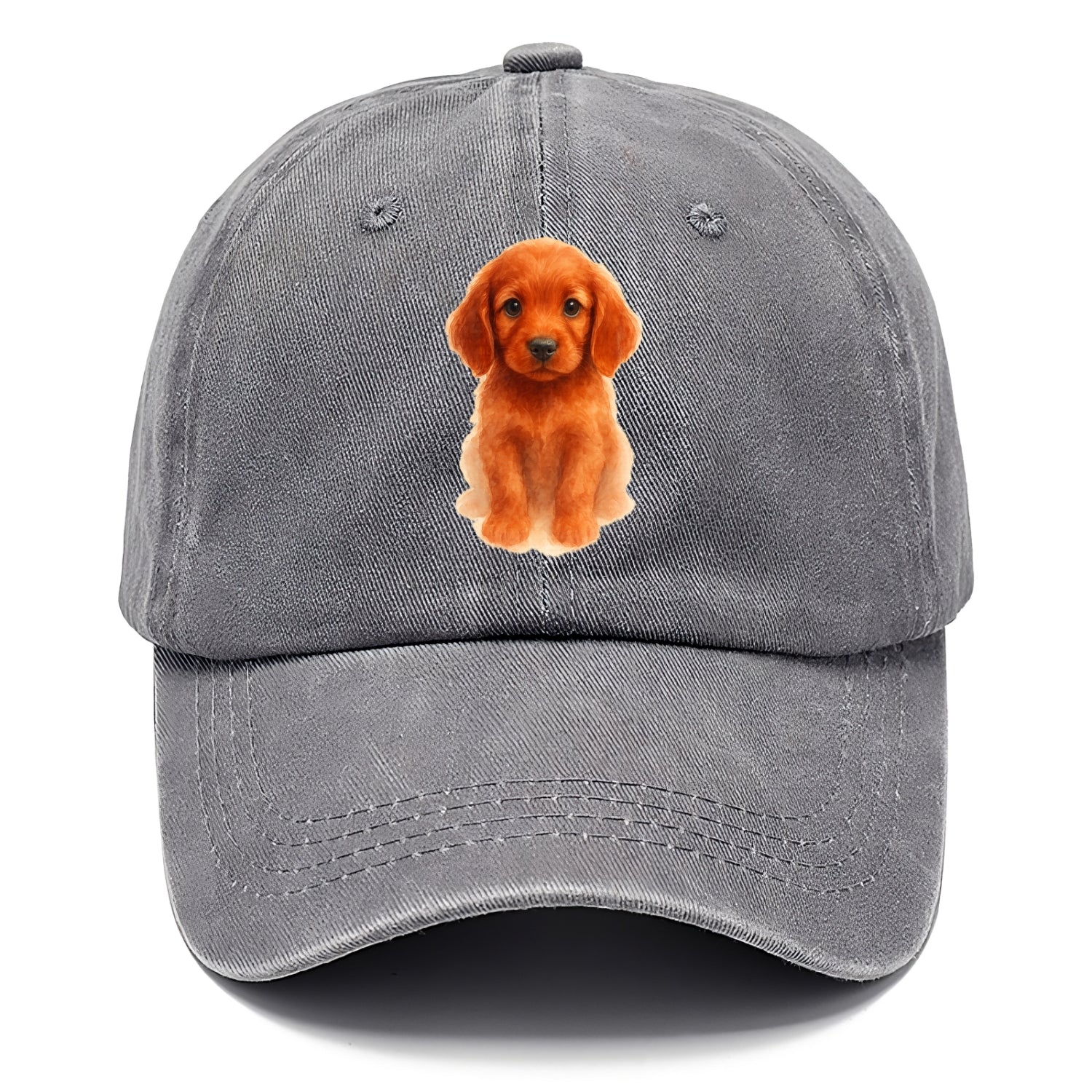 Baby Irish Setter Puppy - mahogany red coat, feathered ears, friendly eyes, - Classic Cap - Urban Haze(Grey)