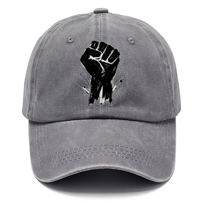 Raised fist in bold black ink brushstrokes - symbol of solidarity and resistance - Classic Cap - Urban Haze(Grey)