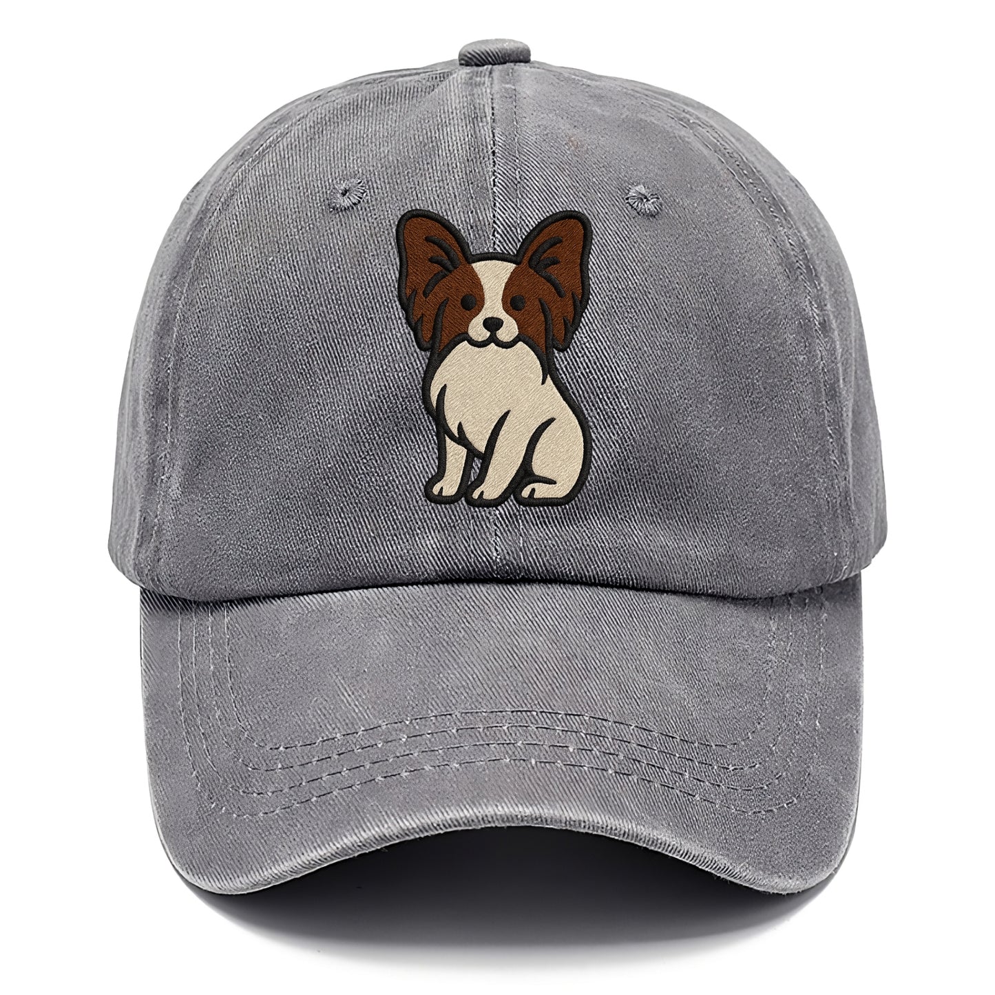 Papillon - White with brown ears sitting Classic Cap - Urban Haze(Grey)