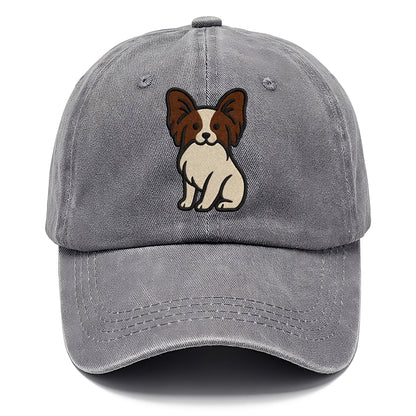 Papillon - White with brown ears sitting Classic Cap - Urban Haze(Grey)