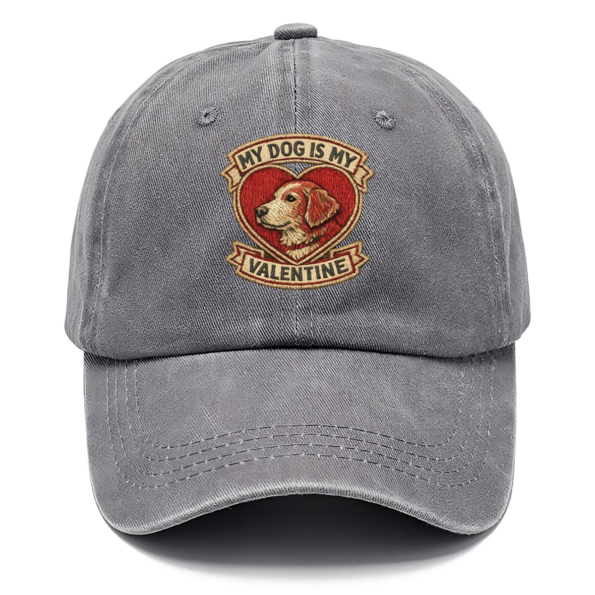 MY DOG IS MY VALENTINE - heart with dog in red , single pet owner - Classic Cap - Urban Haze(Grey)
