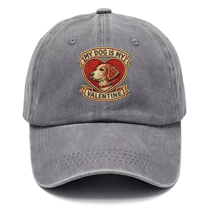 MY DOG IS MY VALENTINE - heart with dog in red , single pet owner - Classic Cap - Urban Haze(Grey)