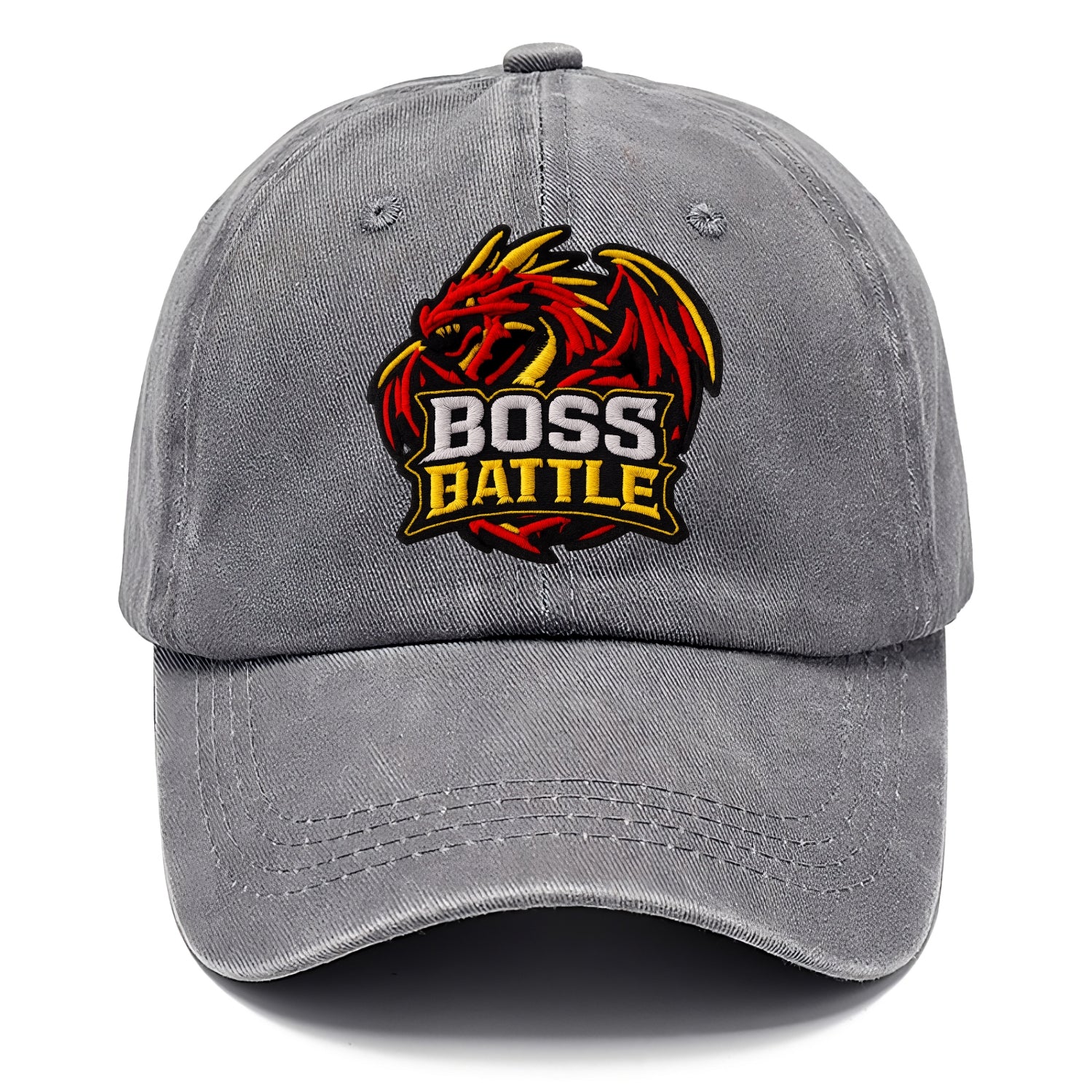 BOSS BATTLE - dragon silhouette in red and gold , raid - Classic Cap - Urban Haze(Grey)