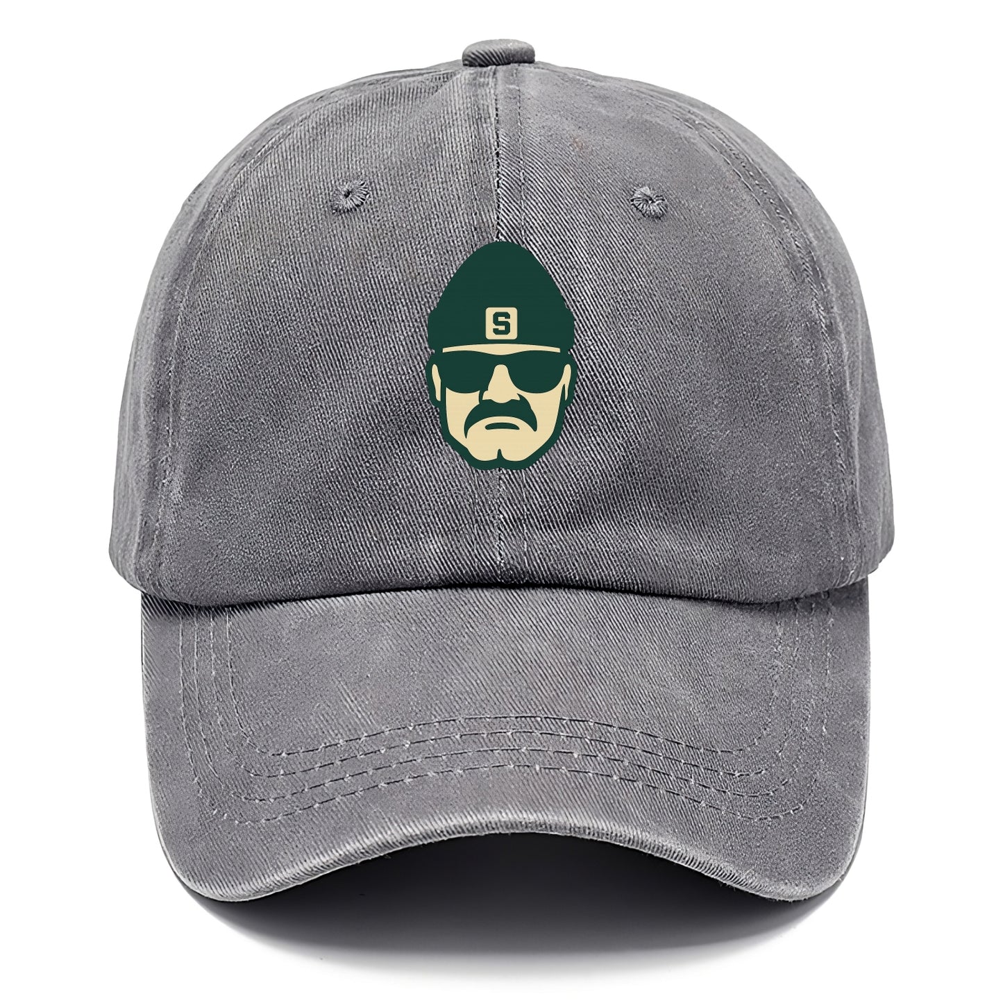 East Lansing Spartan wearing Michigan State beanie with S patch - Classic Cap - Urban Haze(Grey)