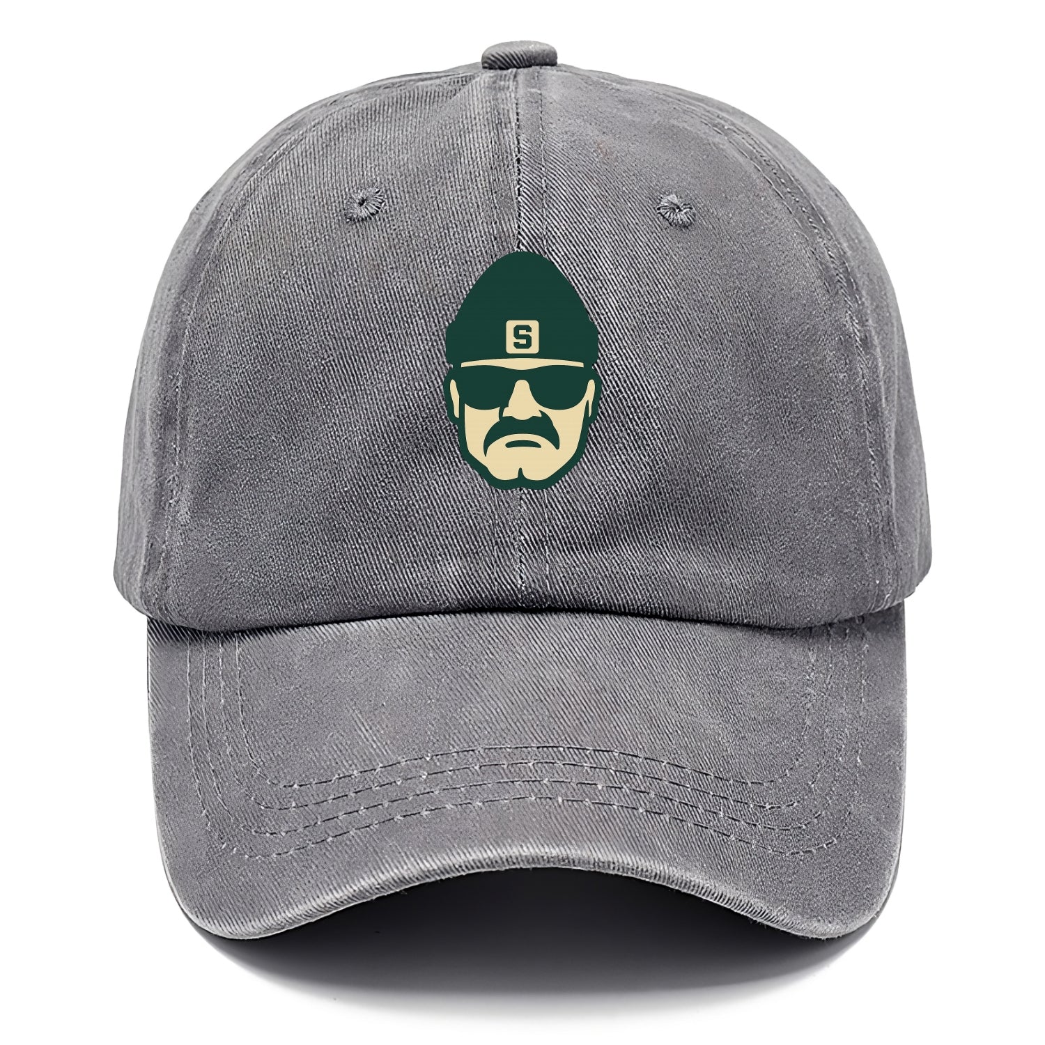 East Lansing Spartan wearing Michigan State beanie with S patch - Classic Cap - Urban Haze(Grey)