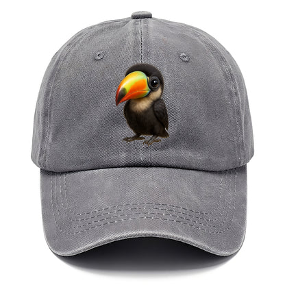 Baby Toucan - oversized colorful beak, black feathers, bright eyes, front-facing, - Classic Cap - Urban Haze(Grey)