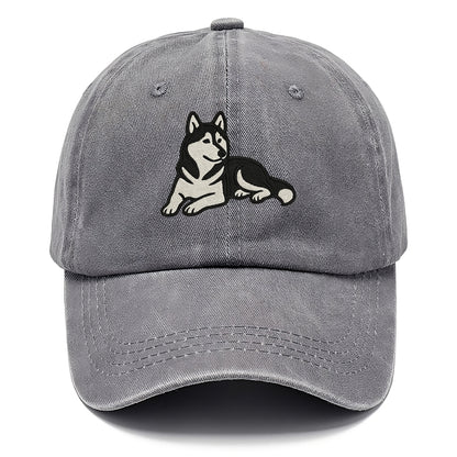 Siberian Husky - Black and white relaxed Classic Cap - Urban Haze(Grey)