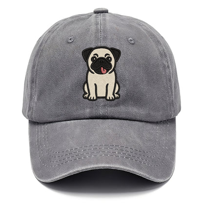 Pug - Tilted head with tongue out - Classic Cap - Urban Haze(Grey)