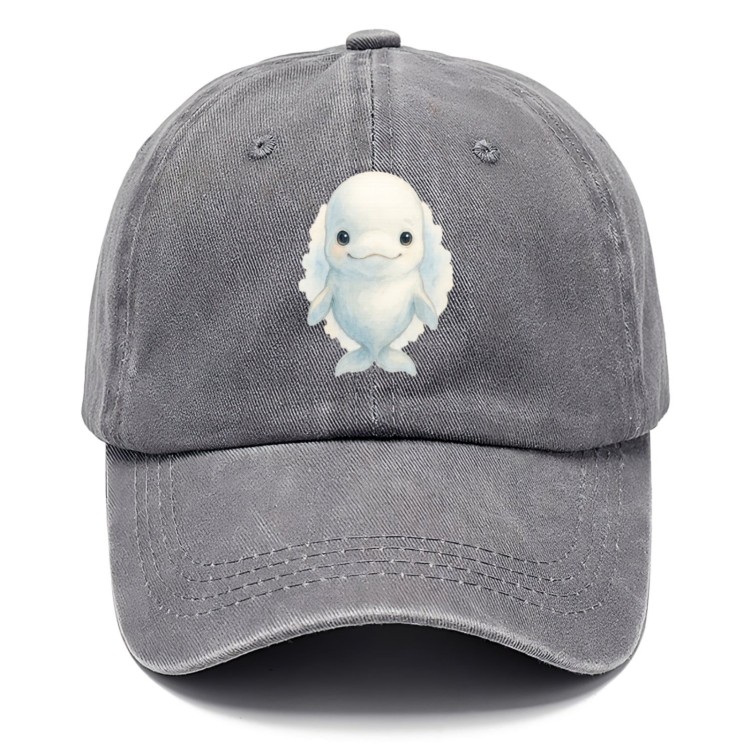 Baby Beluga Whale - pure white, rounded forehead, small eyes with big personality, - Classic Cap - Urban Haze(Grey)