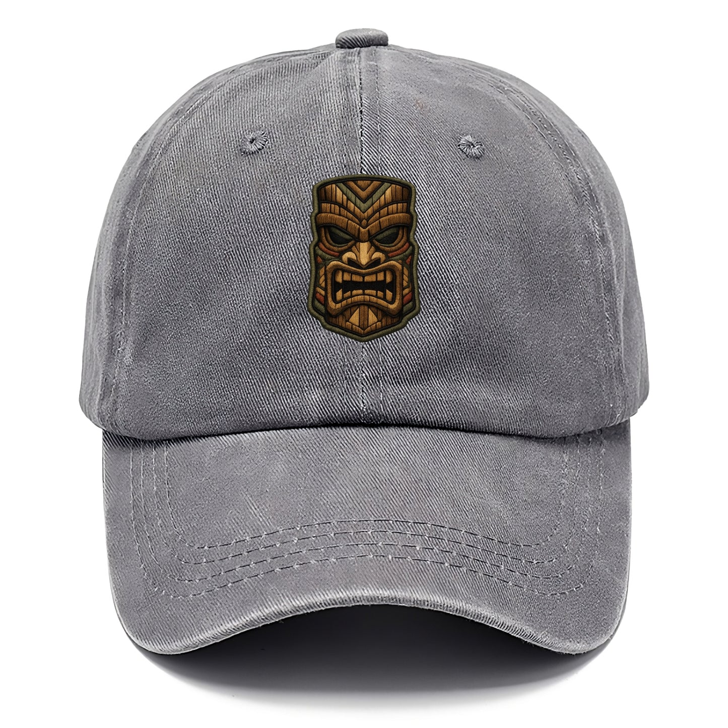 TIKI MASK - carved totem in brown and red , Polynesian - Classic Cap - Urban Haze(Grey)