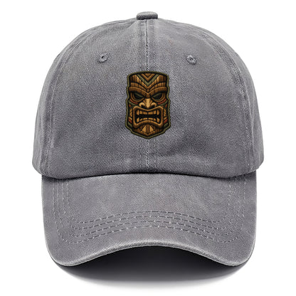 TIKI MASK - carved totem in brown and red , Polynesian - Classic Cap - Urban Haze(Grey)