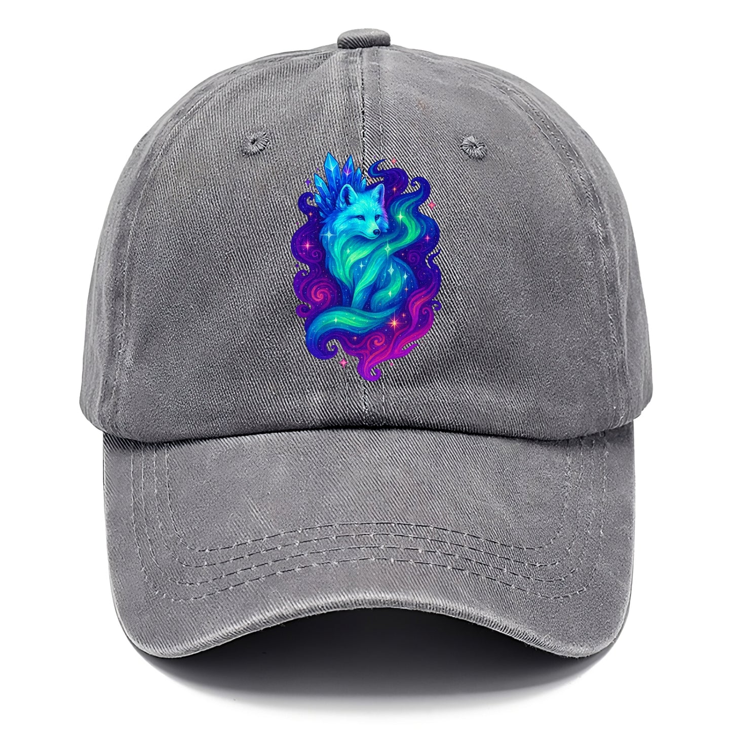 Ethereal arctic fox with fur that transforms into crystal formations, northern lights - Classic Cap - Urban Haze(Grey)