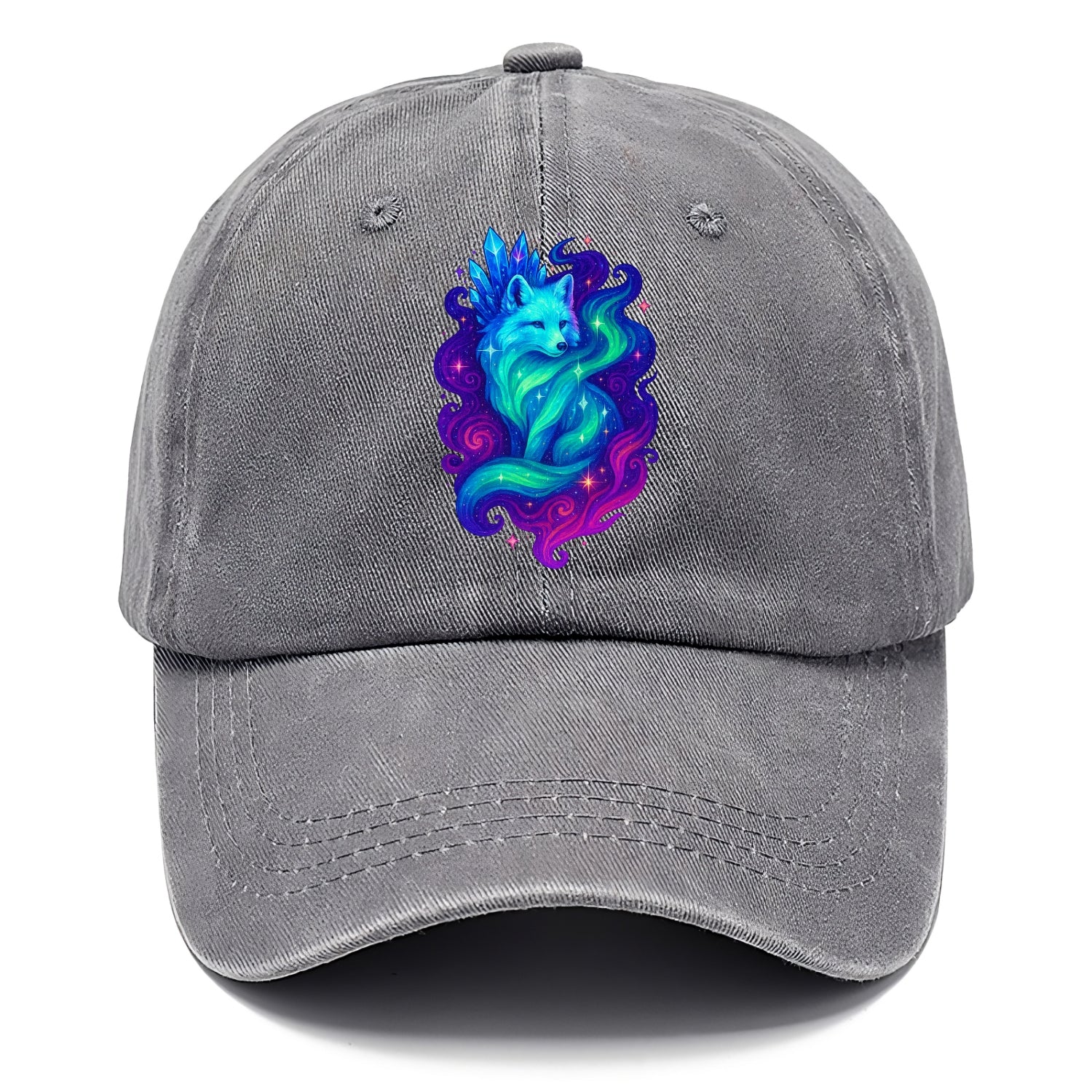 Ethereal arctic fox with fur that transforms into crystal formations, northern lights - Classic Cap - Urban Haze(Grey)
