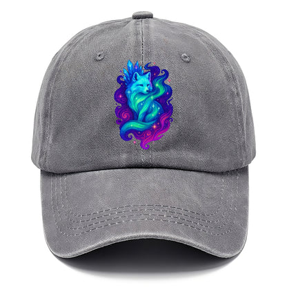 Ethereal arctic fox with fur that transforms into crystal formations, northern lights - Classic Cap - Urban Haze(Grey)