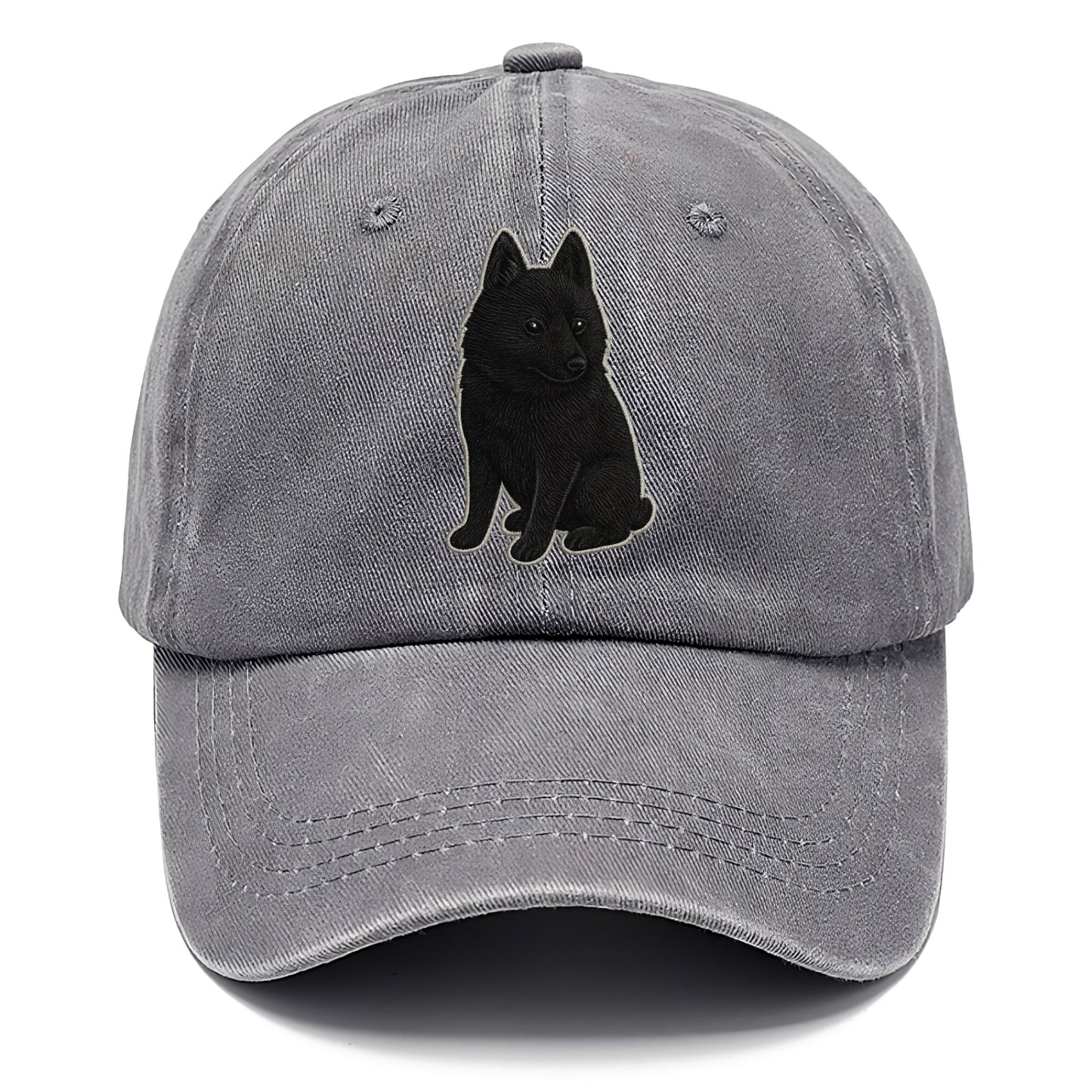 Schipperke - Solid black small embroidered sitting pose - Classic Cap - Urban Haze(Grey)