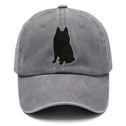 Schipperke - Solid black small embroidered sitting pose - Classic Cap - Urban Haze(Grey)