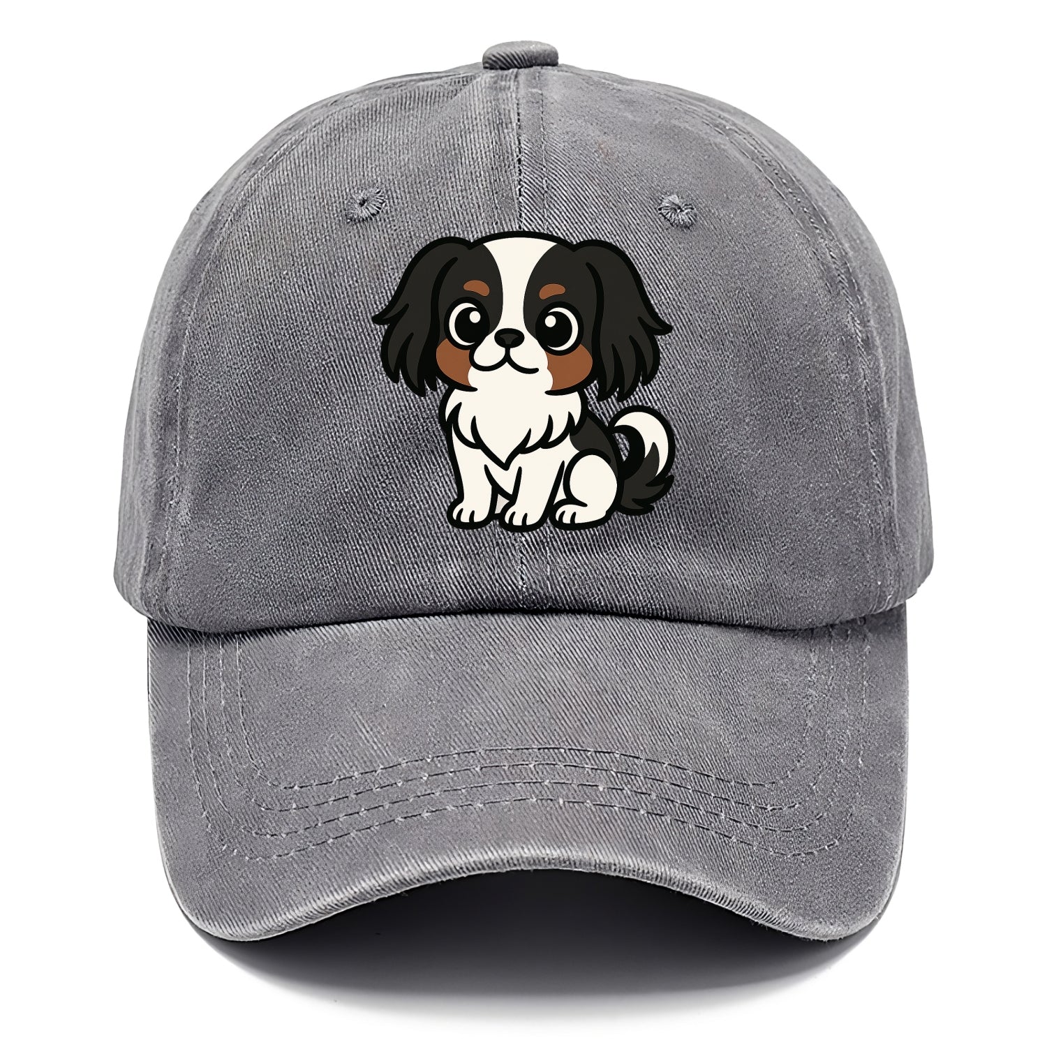 Japanese Chin - Black and white sitting pose - Classic Cap - Urban Haze(Grey)