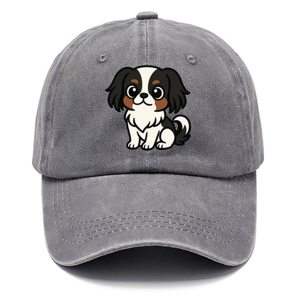 Japanese Chin - Black and white sitting pose - Classic Cap - Urban Haze(Grey)