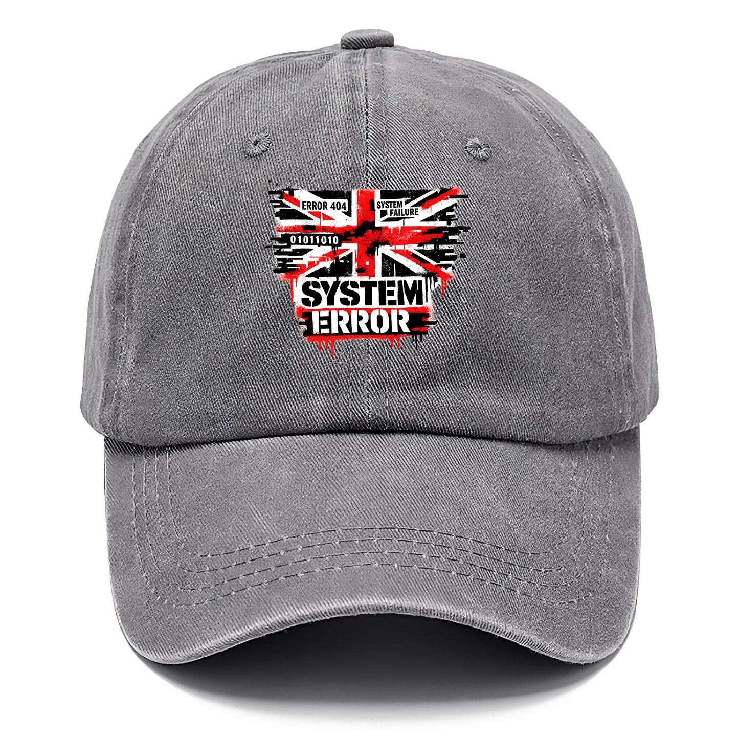 SYSTEM ERROR | Glitch Union Jack pattern | Digital corruption effect | Error code - Classic Cap - Urban Haze(Grey)