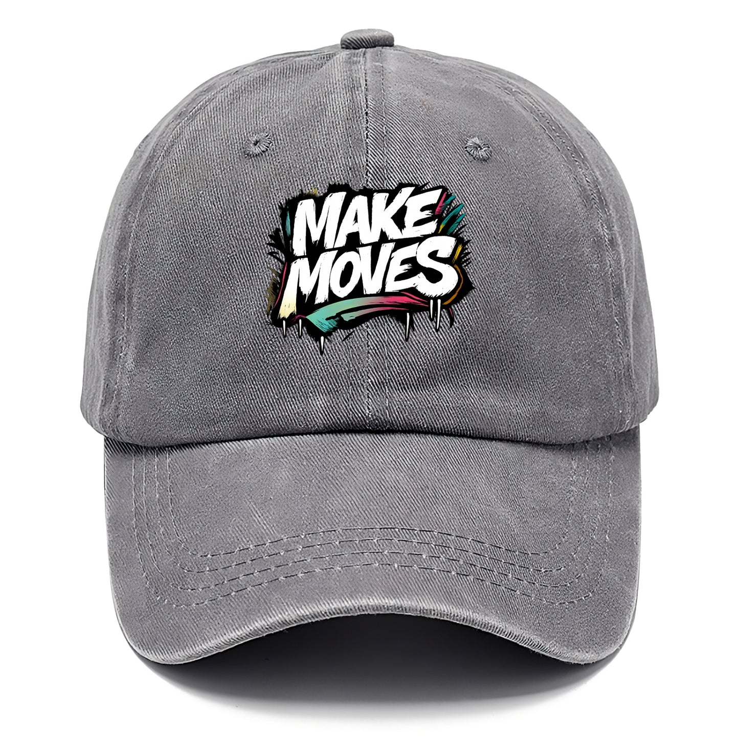 Bold typography design - "MAKE MOVES" - take action, progress forward - Classic Cap - Urban Haze(Grey)