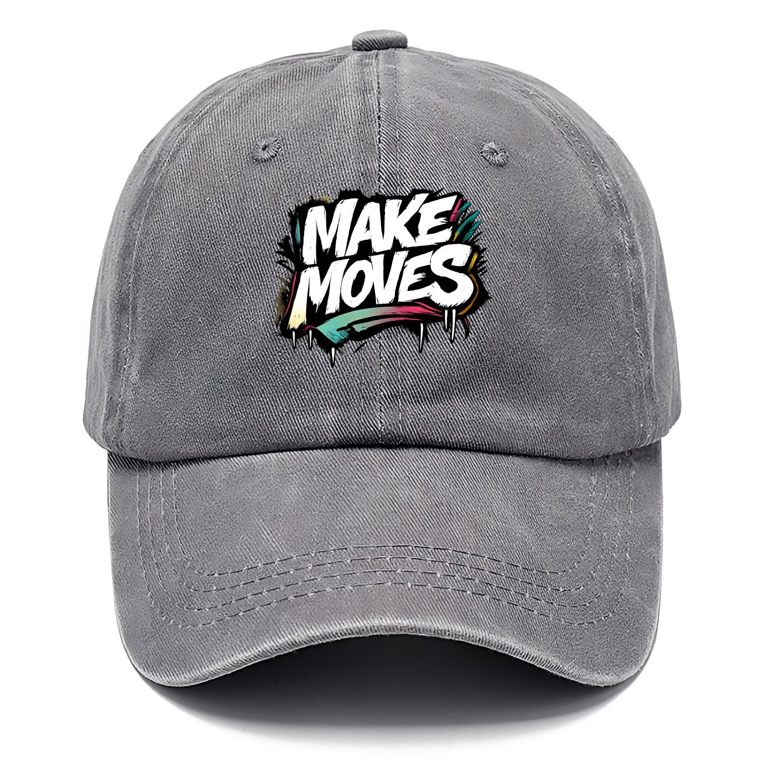 Bold typography design - "MAKE MOVES" - take action, progress forward - Classic Cap - Urban Haze(Grey)