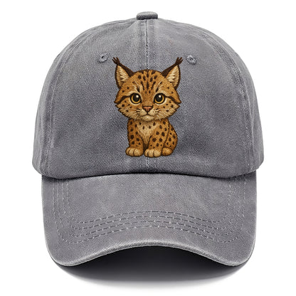 Baby Lynx Cub - tufted ears, spotted fur, golden eyes, front-facing, wild baby - Classic Cap - Urban Haze(Grey)
