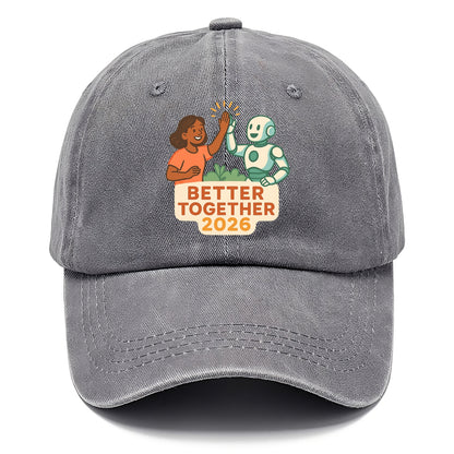 Human and AI robot high-fiving as collaborative partners - "Better Together 2026" - - Classic Cap - Urban Haze(Grey)